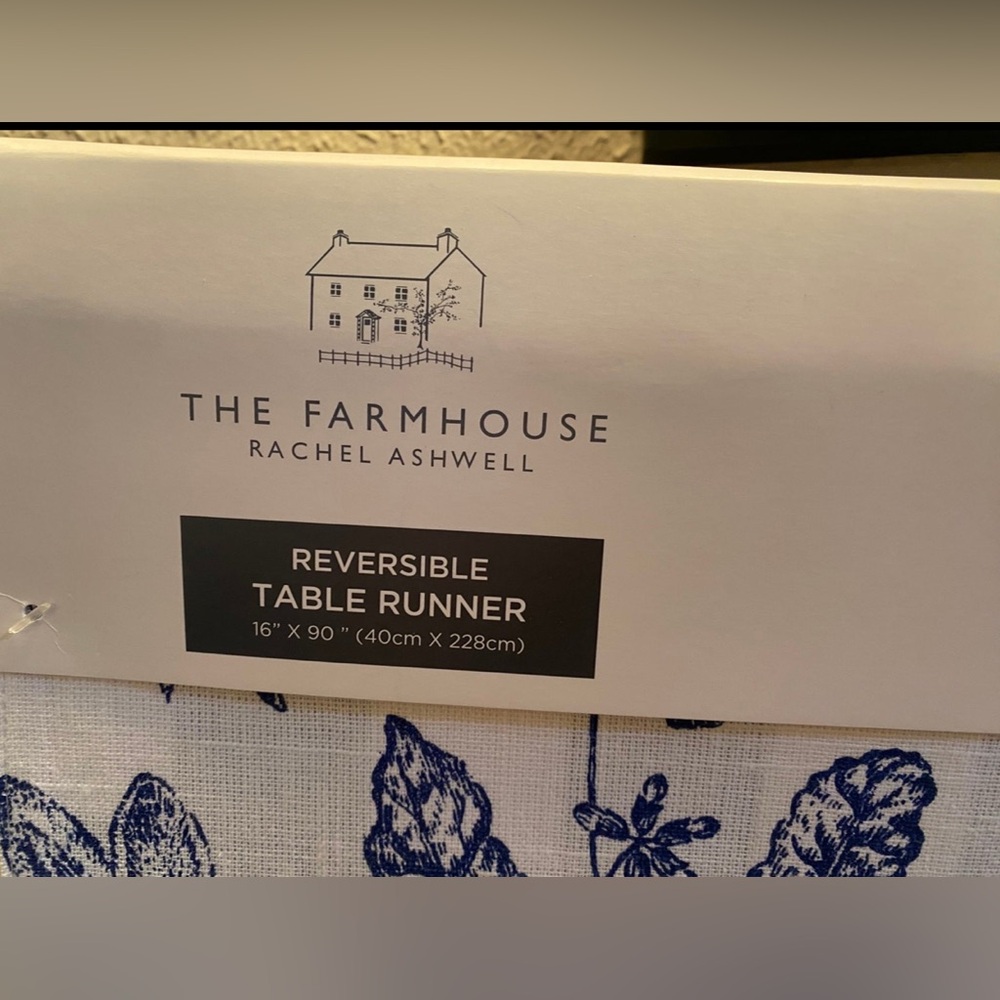 The Farmhouse Blue & White Rabbit Toile Table Runner 16”x90” Brand New! LAST ONE - Picture 2 of 6